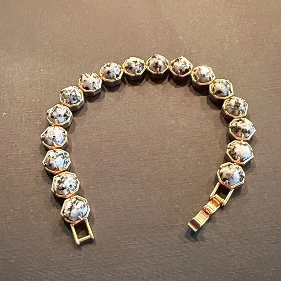 Kendra Scott Lace Link bracelet Rose Gold Tone With Grey Granite Stones - Picture 2 of 5